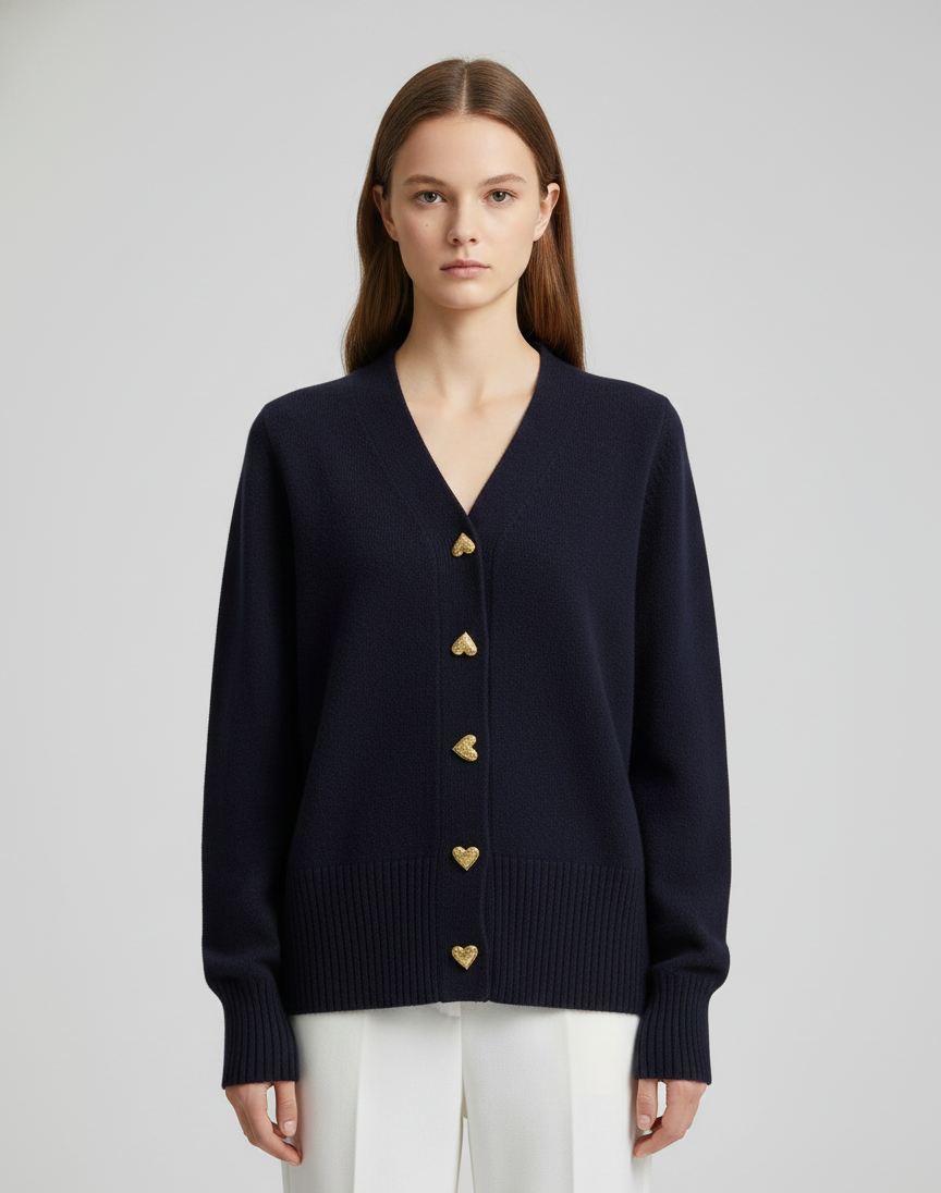 Women's V-Neck Button-Front Knit Cardigan