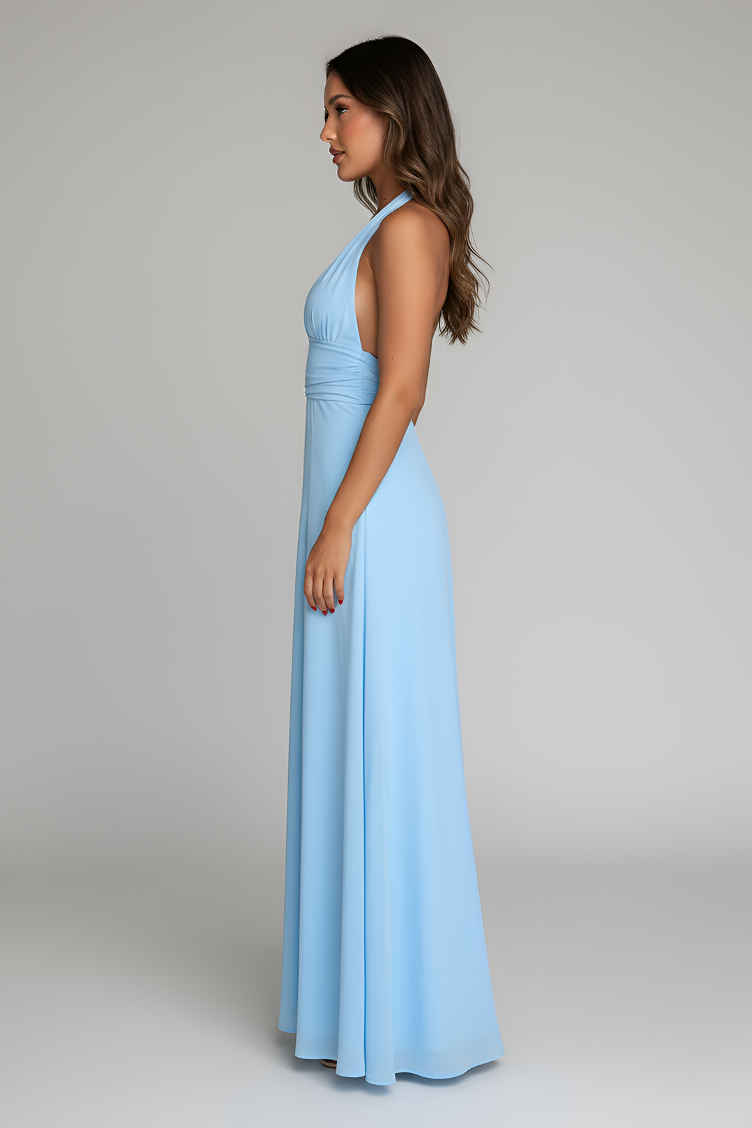 Women's Halter Neck Maxi Dress with Thigh Slit