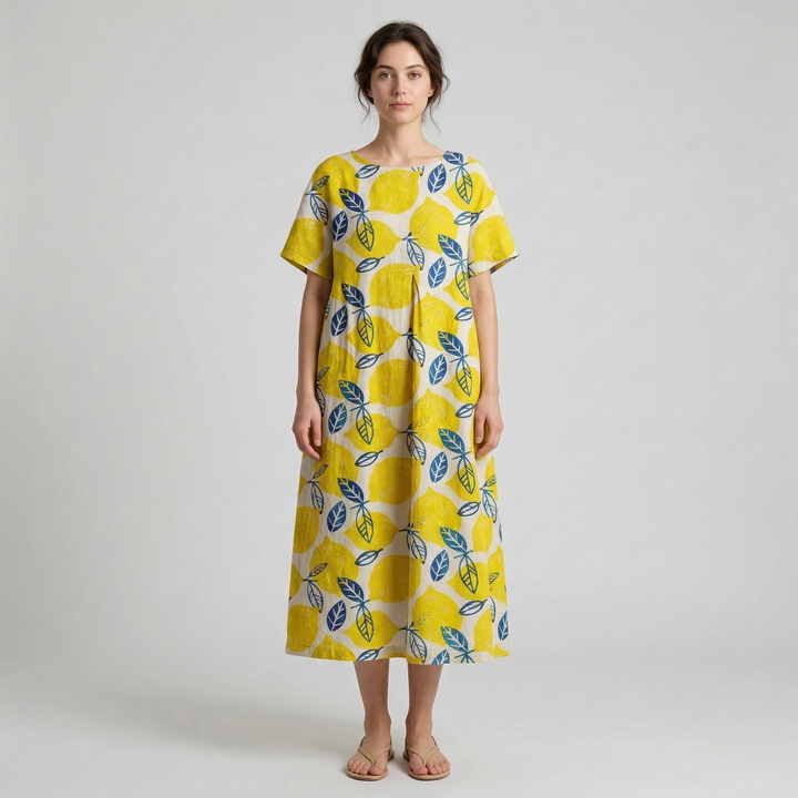 Women's Oversized Floral Print Short Sleeve Maxi Dress