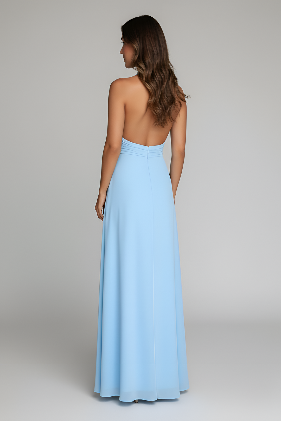 Women's Halter Neck Maxi Dress with Thigh Slit