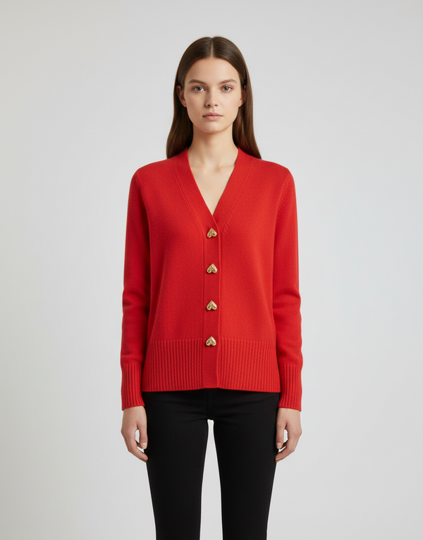 Women's V-Neck Button-Front Knit Cardigan