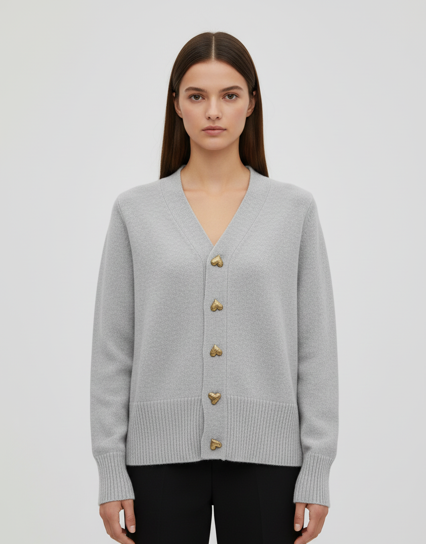 Women's V-Neck Button-Front Knit Cardigan