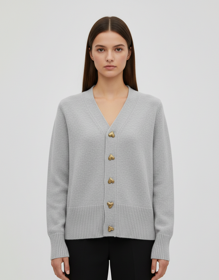 Women's V-Neck Button-Front Knit Cardigan