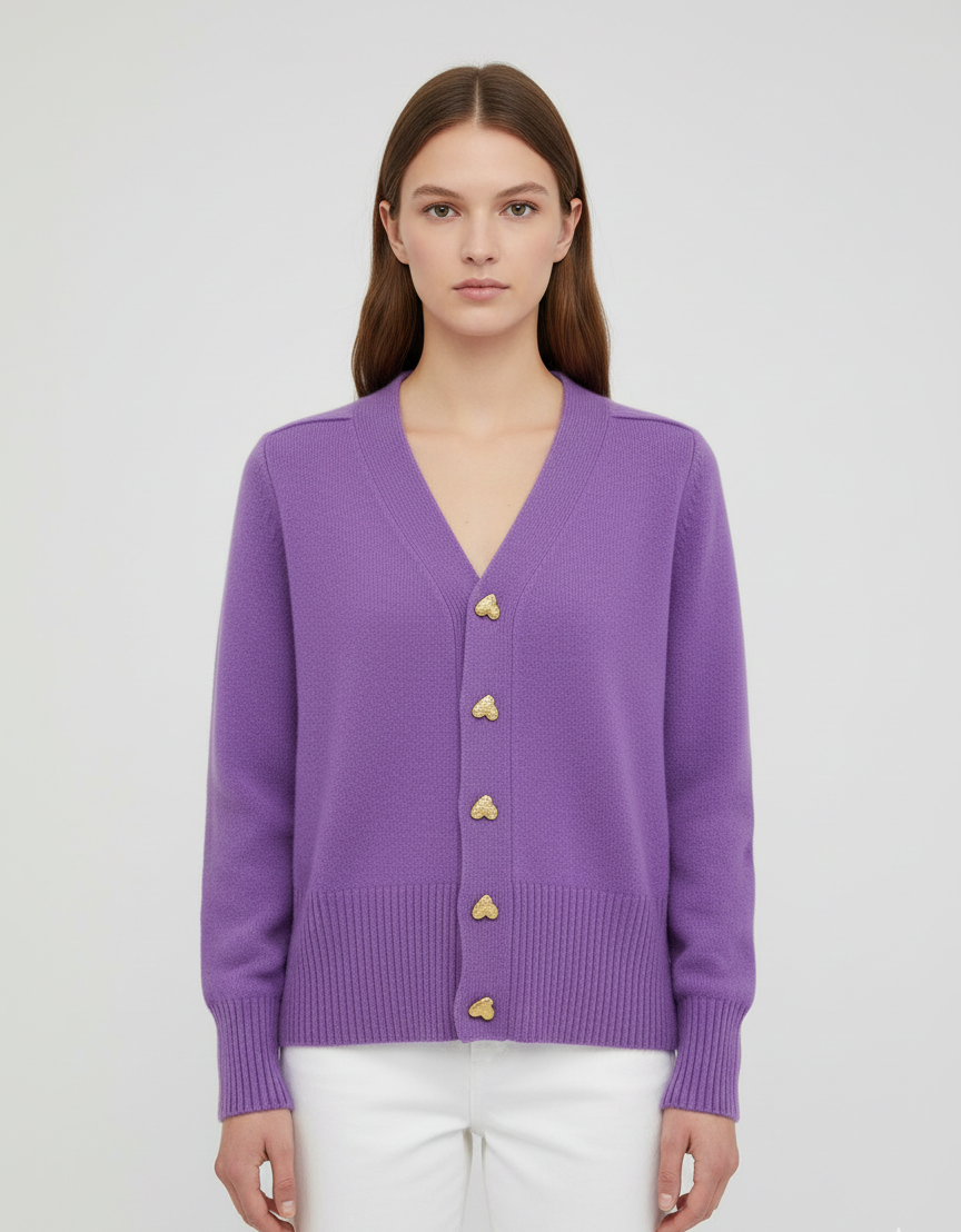Women's V-Neck Button-Front Knit Cardigan