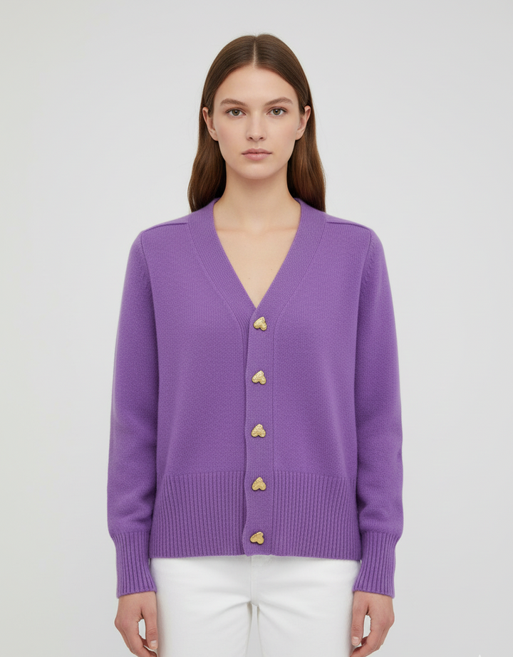 Women's V-Neck Button-Front Knit Cardigan