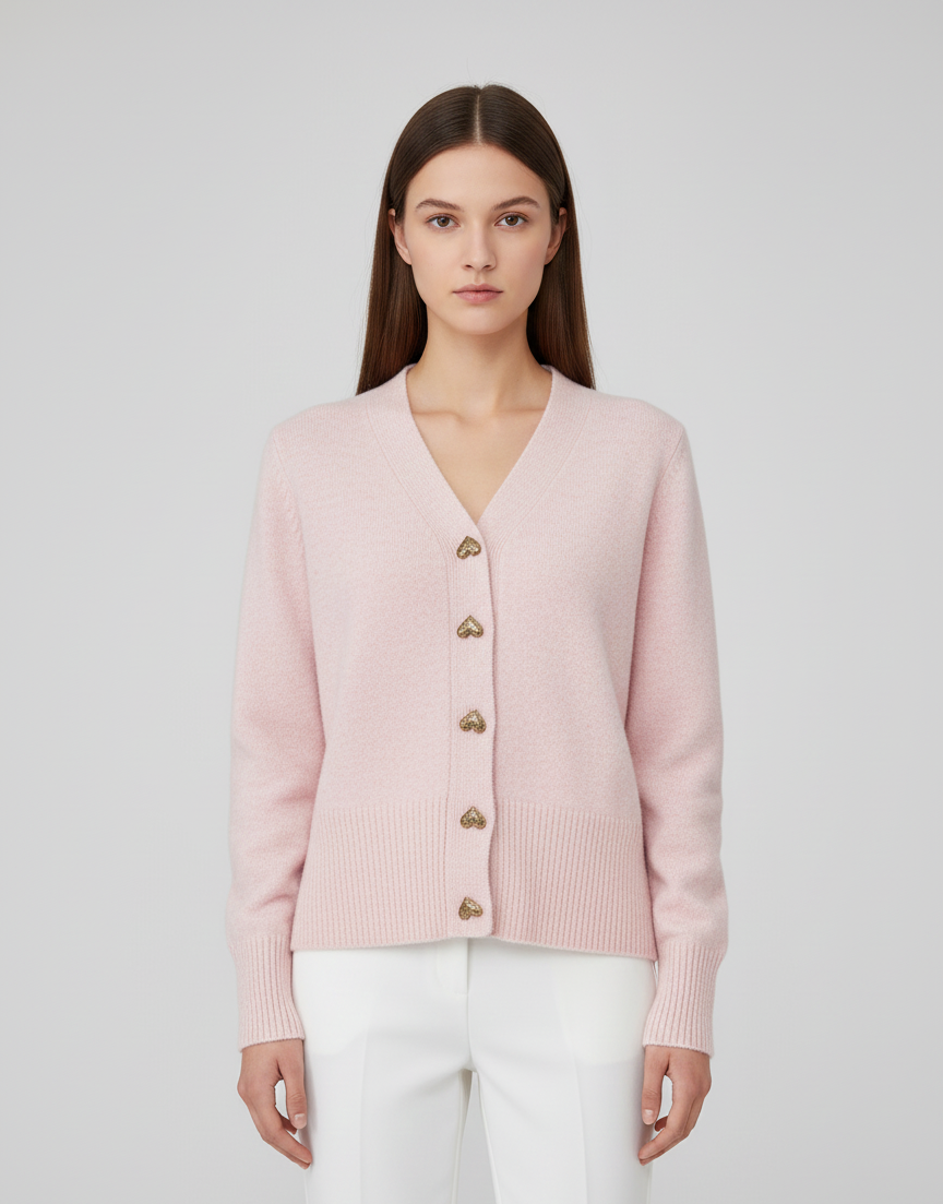 Women's V-Neck Button-Front Knit Cardigan