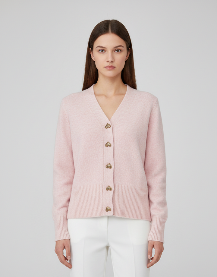 Women's V-Neck Button-Front Knit Cardigan