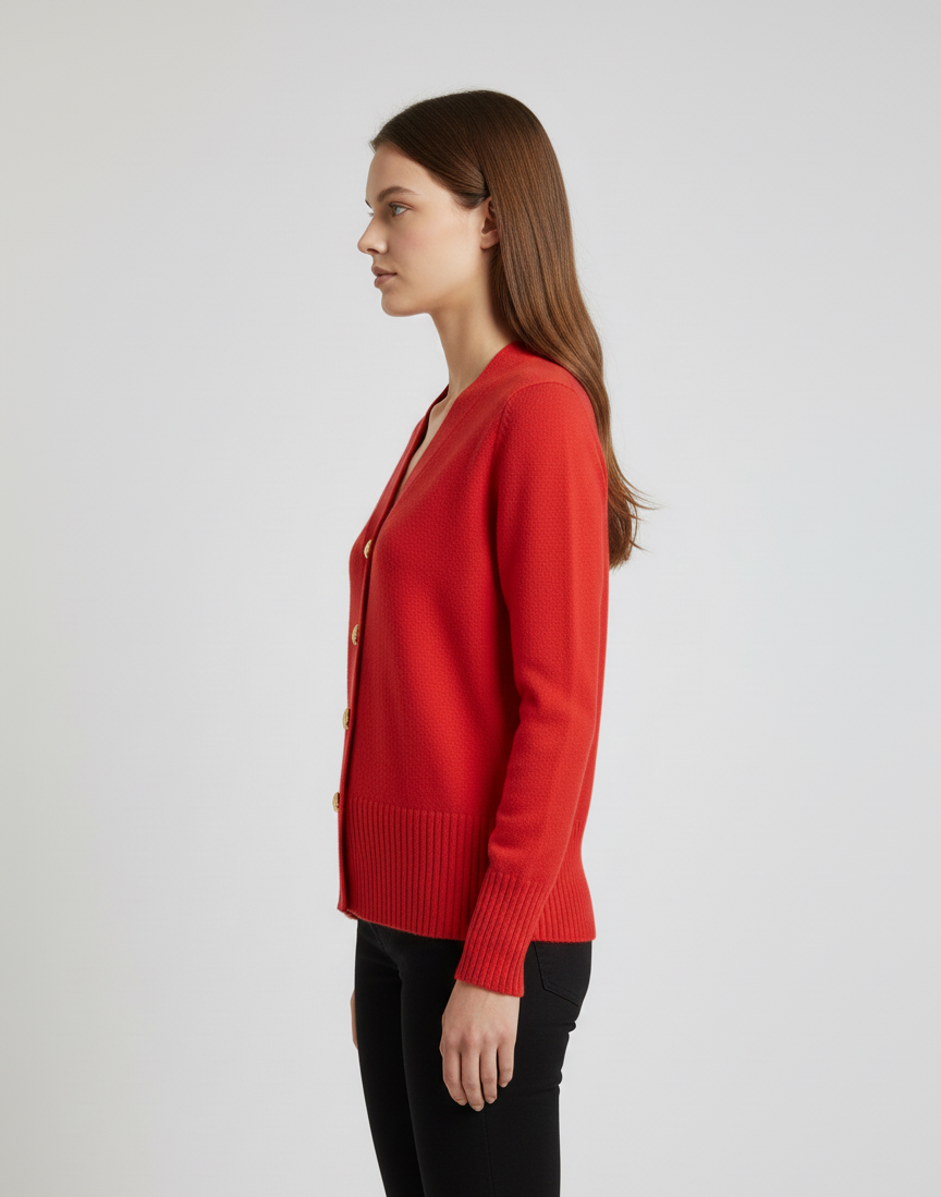 Women's V-Neck Button-Front Knit Cardigan