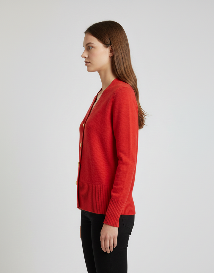 Women's V-Neck Button-Front Knit Cardigan