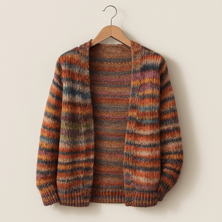 Women's Open-Front Striped Knit Cardigan